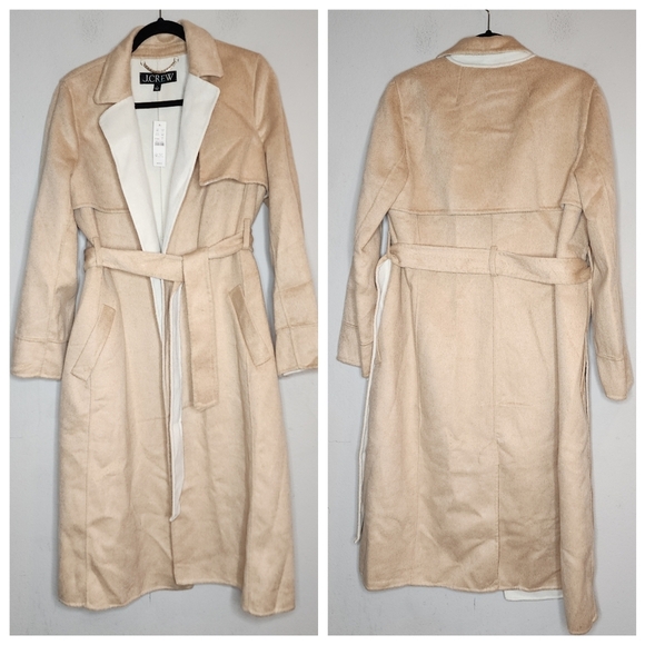 NWT J. Crew Wool Blend Harriet Trench Coat Double-faced Blend Beige Small - Picture 12 of 15